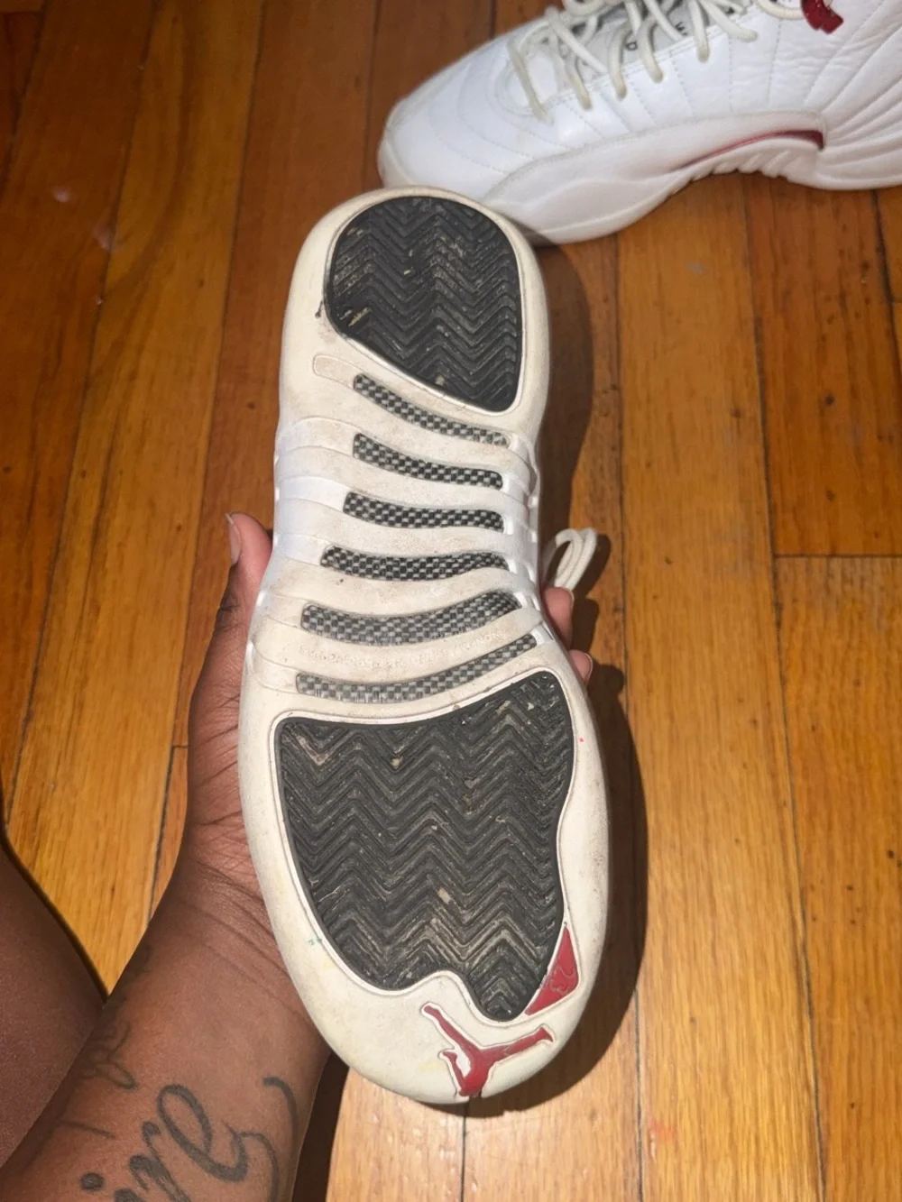 Jordan Men’s White Sneakers with Black and Red Accents